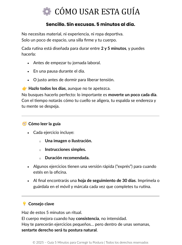 Guía 5 Minutos para Corregir tu Postura – Mejora tu bienestar desde tu escritorio